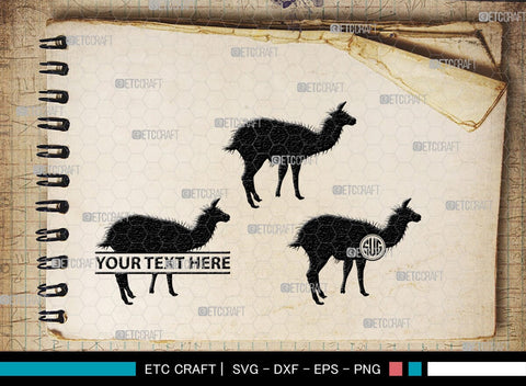 Llama Monogram, Llama Silhouette, Llama SVG, Lama Svg, Llama Mama Svg, Cute Llama Svg, Alpaca Svg, SB00290 SVG ETC Craft 