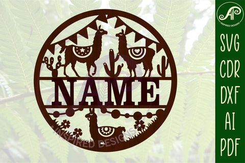 Llama name sign svg laser cut template SVG APInspireddesigns 