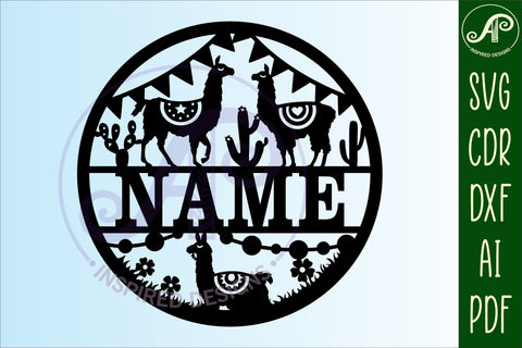 Llama name sign svg laser cut template SVG APInspireddesigns 
