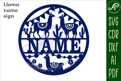 Llama name sign svg laser cut template SVG APInspireddesigns 