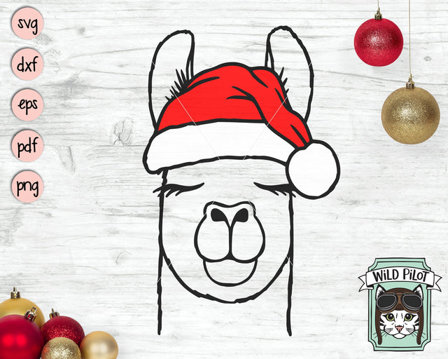 Llama Santa hat SVG File, Llama With Santa Hat SVG Cut File, Christmas SVG File, Llama SVG, Christmas Cut File, Christmas Animals SVG, Animal Santa Hat SVG SVG Wild Pilot 
