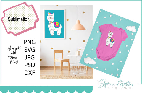 Llama sublimation file for T-shirts vinyl projects crafts Sublimation Sharia Morton Designs 