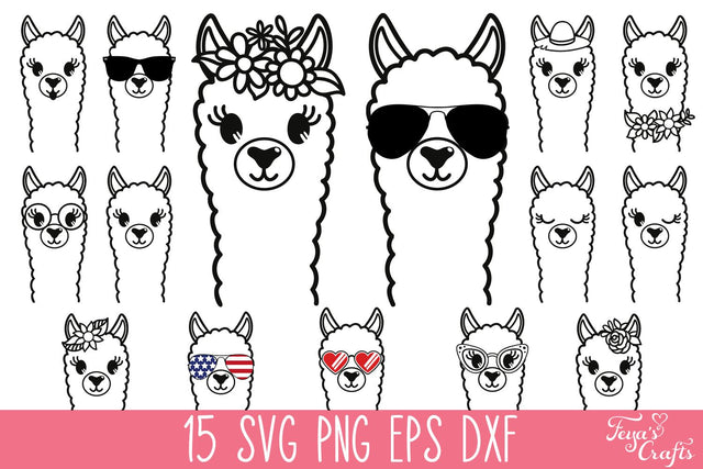 Llama SVG Bundle SVG Feya's Fonts and Crafts 