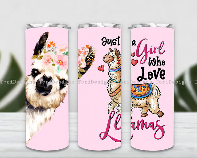 Llama Tumbler Wrap Sublimation Design, Alpaca Llama Gift, PNG Digital Download for 20 oz Skinny Tumbler Sublimation ToriDesigns 