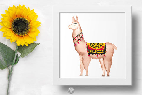 Llama watercolor clipart SVG Artisan Craft SVG 