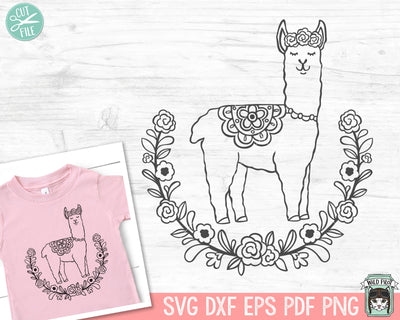Llama Wreath SVG Cut File SVG Wild Pilot 