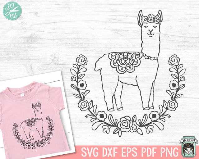 Llama Wreath SVG Cut File SVG Wild Pilot 