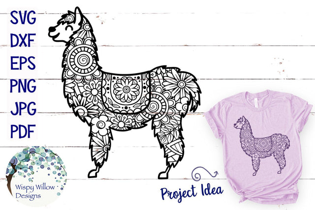 Llama Zentangle SVG SVG Wispy Willow Designs 