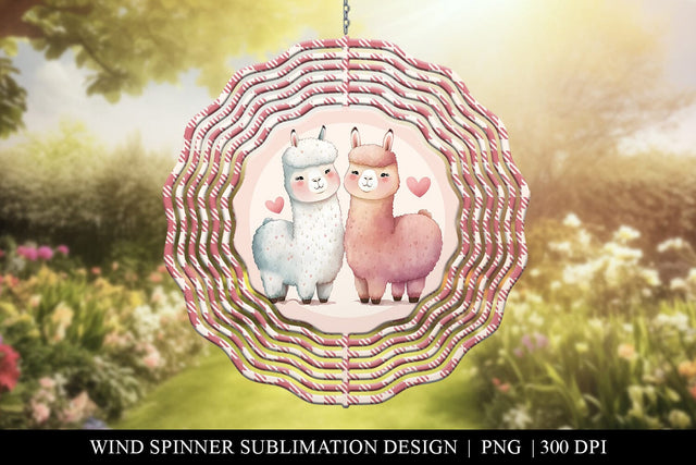 Llamas in Love Valentine's Day Wind Spinner Sublimation Design Sublimation BijouBay 