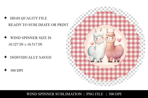 Llamas in Love Valentine's Day Wind Spinner Sublimation Design Sublimation BijouBay 