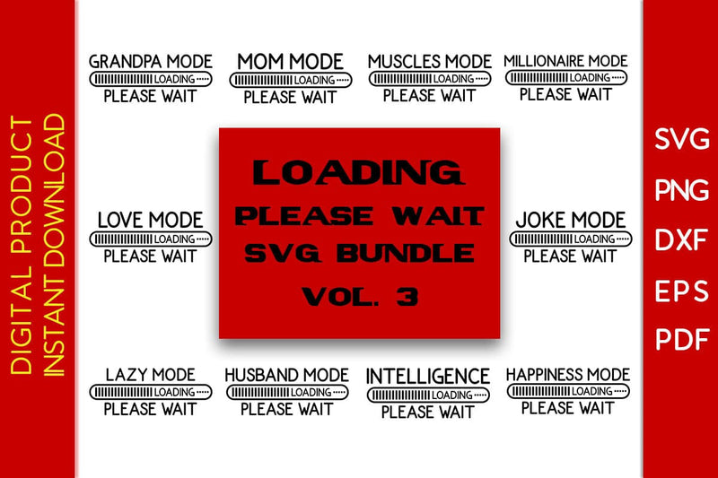 Loading Please Wait SVG Bundle Vol. 3 SVG Creativedesigntee 