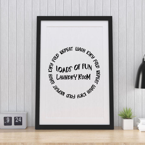 Loads Of Fun Laundry Room Wash Dry Fold Repeat - SVG, PNG, DXF, EPS SVG Elsie Loves Design 