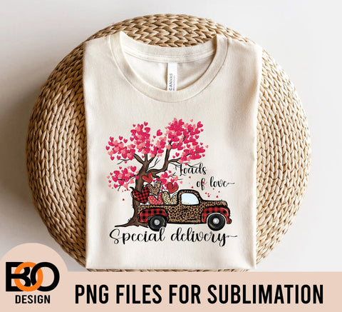 Loads of Love Special Delivery Sublimation, Valentine Truck PNG, Valentines Day png, Valentine Gift Ideas, Red Truck png, Valentine’s Day Sublimation BOO-design 