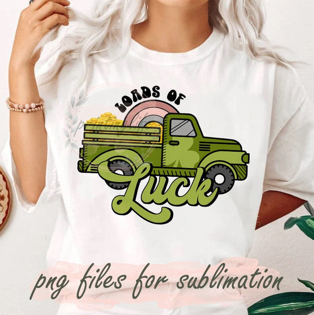 Loads Of Luck Design Png, Retro St Patrick's Day Design, Shamrock Sublimation Png, Truck Shamrock Png, Irish Sublimation Design, Instant Download Sublimation PrintingLife 