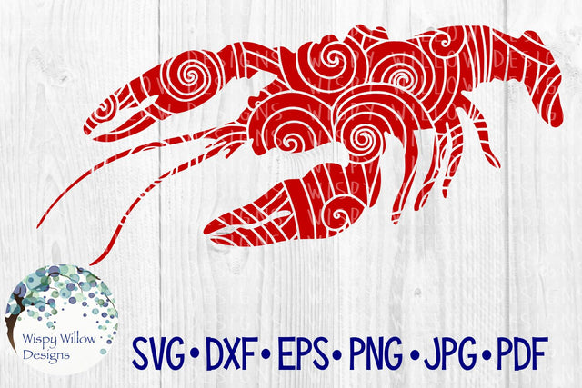 Lobster Ocean Waves Zentangle SVG Wispy Willow Designs 