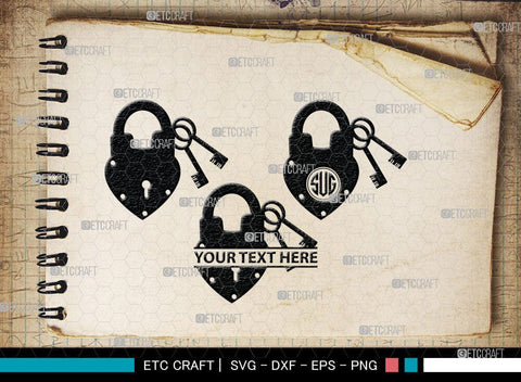 Lock And Key Monogram, Lock And Key Silhouette, Lock And Key SVG Cut Files, Key and Lock Svg, Lock Silhouette Svg, SB00076 SVG ETC Craft 