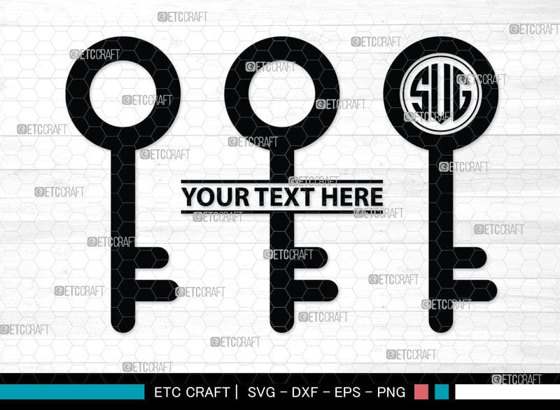Lock And Key Monogram, Lock And Key Silhouette, Lock And Key SVG Cut ...