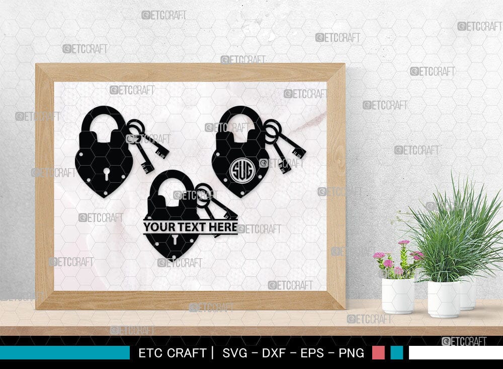 Lock And Key Monogram, Lock And Key Silhouette, Lock And Key SVG Cut ...