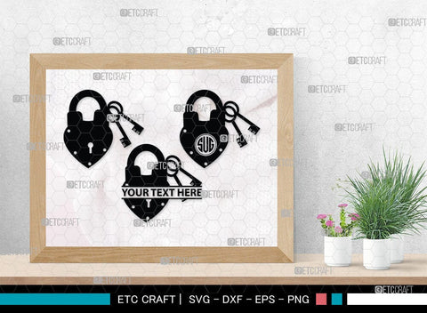 Lock And Key Monogram, Lock And Key Silhouette, Lock And Key SVG Cut Files, Key and Lock Svg, Lock Silhouette Svg, SB00076 SVG ETC Craft 