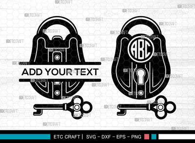 Lock And Key Monogram SVG, Padlock Svg, Key Svg, Lock Svg, Circle Monogram Svg, Door Lock Svg, Lock And Key Svg SVG ETC Craft 