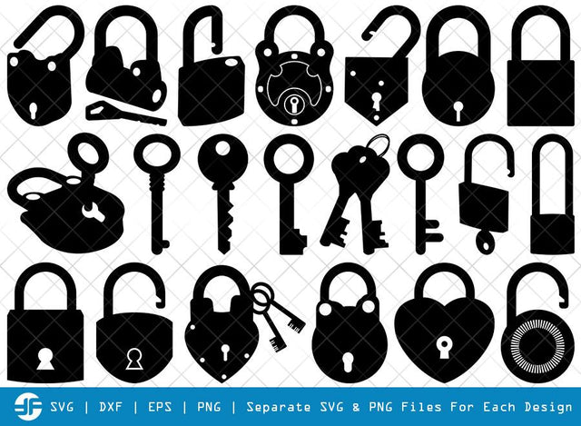 Lock And Key SVG Cut Files | Lock Silhouette Bundle | Vintage Key Svg | Security Lock Svg SVG ETC Craft 