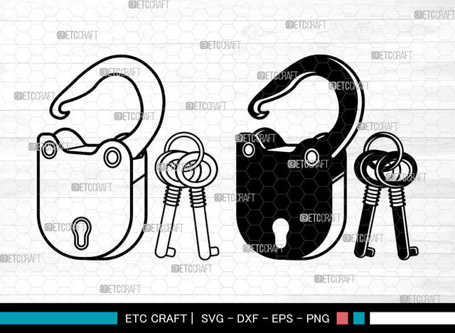 Lock And Key SVG, Padlock Svg, Key Svg, Lock Svg, House Keys Svg, Door Lock Svg, Lock And Key Svg SVG ETC Craft 