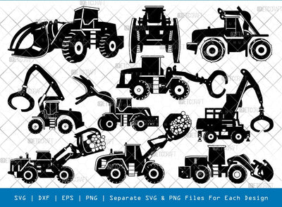 Log Loader Silhouette, Log Loader SVG, Track Loader Svg, Heavy Equipment Svg, Log Loader Bundle, SB00922 SVG ETC Craft 