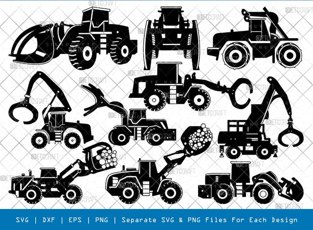 Log Loader Silhouette, Log Loader SVG, Track Loader Svg, Heavy Equipment Svg, Log Loader Bundle, SB00922 SVG ETC Craft 