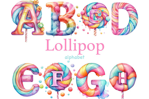 Lollipop Alphabet | Pastel Clipart Bundle SVG GlamArtZhanna 