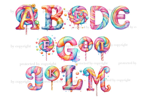 Lollipop Alphabet | Pastel Clipart Bundle SVG GlamArtZhanna 