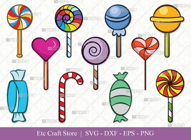 Lollipop Clipart SVG Cut File | Sweets Candy Svg | Round Lollipop Svg | Candy Swirl Svg | Bundle | Eps | Dxf | Png SVG ETC Craft 