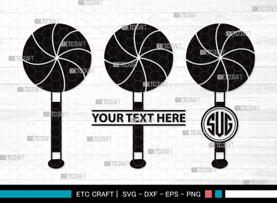 Lollipop Monogram SVG | Sweets Candy Svg | Round Lollipop Svg | Candy Swirl Svg | Lollipop Clipart SVG ETC Craft 