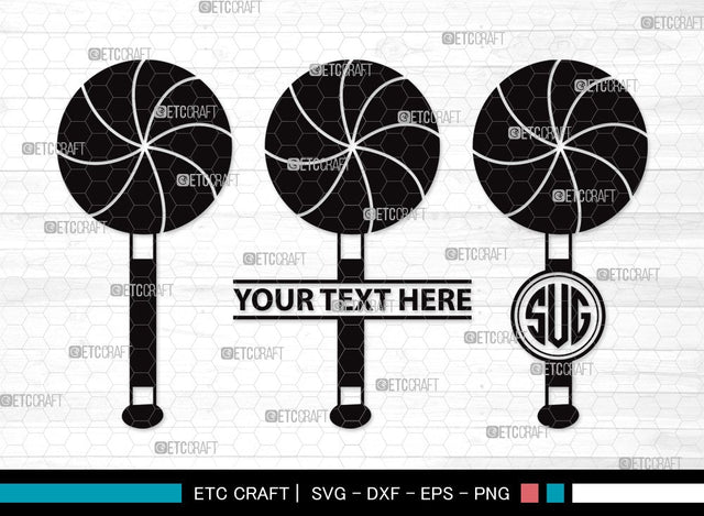 Lollipop Monogram SVG | Sweets Candy Svg | Round Lollipop Svg | Candy Swirl Svg | Lollipop Clipart SVG ETC Craft 