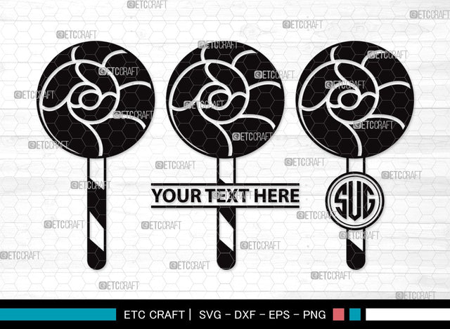 Lollipop Monogram SVG | Sweets Candy Svg | Round Lollipop Svg | Candy Swirl Svg | Lollipop Clipart SVG ETC Craft 