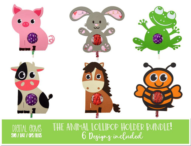 lollipop / sucker animal holder designs SVG Digital Gems 