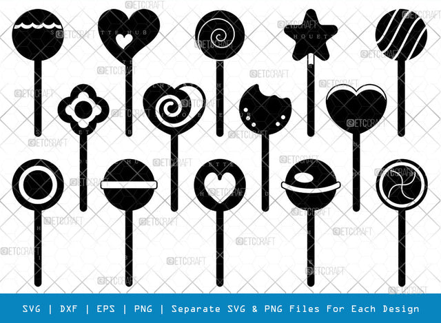 Lollipop SVG, Lollipop Silhouette, Candy Svg, Candies Svg, Chocolate Svg, Round Lollipop Svg, Lollipop Lover Svg, Lollipop Bundle SVG ETC Craft 