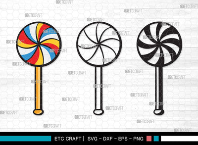 Lollipop SVG | Sweets Candy Svg | Round Lollipop Svg | Candy Swirl Svg | Lollipop Clipart SVG ETC Craft 