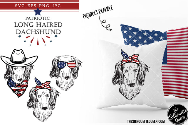 Long Haired Dachshund Dog Patriotic Cut files and Sublimation SVG Loveleen Kaur 