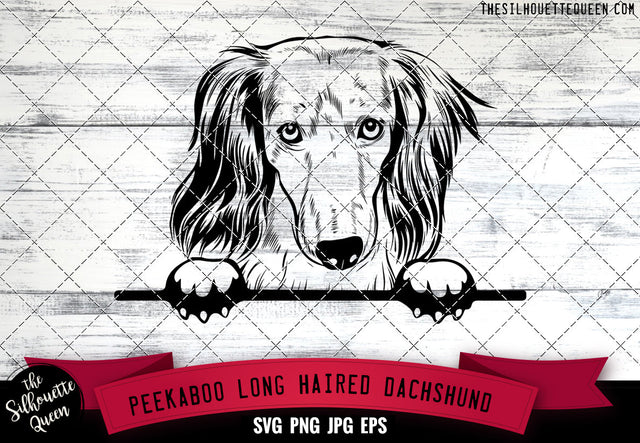 Long Haired Dachshund Peek A Boo | Peekaboo | Peeking Dog Face SVG for Glowforge, Cricut, Laser, Silhouette, Scan n cut files SVG Loveleen Kaur 