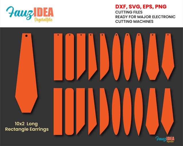 Long Rectangle Earrings SVG. teardrop earrings svg, Earrings Cricut SVG, Faux Leather Earrings SVG, Ornate, Earrings Bundle, Dxf, Png, Pdf SVG Fauz 