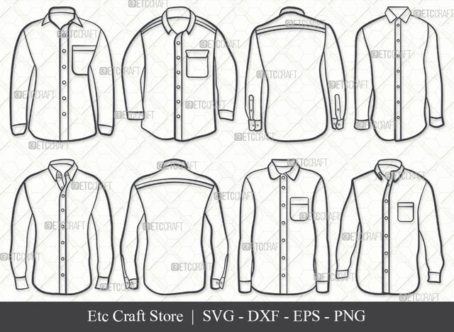Long Sleeve Shirt SVG, Shirt Outline, Plain Shirt Svg, Shirt Icon Svg, Man Dress Svg, Men Wear Svg, Men Clothe Svg, Shirt Bundle SVG ETC Craft 