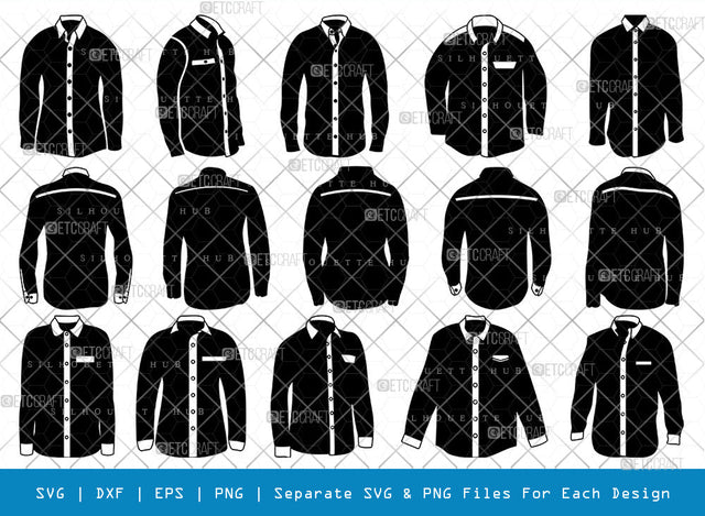 Long Sleeve Shirt SVG, Shirt Silhouette, Plain Shirt Svg, Shirt Icon Svg, Man Dress Svg, Men Wear Svg, Men Clothe Svg, Shirt Bundle SVG ETC Craft 