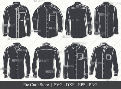 Long Sleeve Shirt SVG, Shirt Silhouette, Plain Shirt Svg, Shirt Icon Svg, Man Dress Svg, Men Wear Svg, Men Clothe Svg, Shirt Bundle SVG ETC Craft 