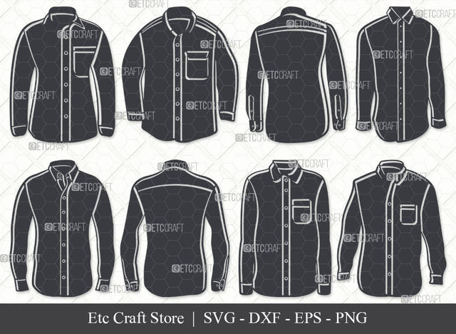 Long Sleeve Shirt SVG, Shirt Silhouette, Plain Shirt Svg, Shirt Icon Svg, Man Dress Svg, Men Wear Svg, Men Clothe Svg, Shirt Bundle SVG ETC Craft 