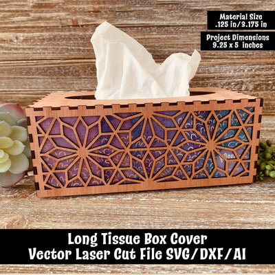 Long Tissue Box Cover Vector Laser Cut File SVG Design Shark 
