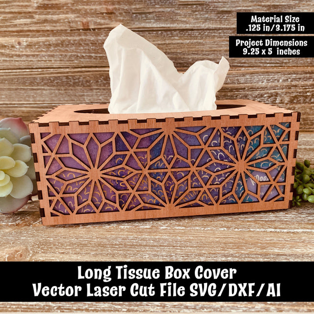 Long Tissue Box Cover Vector Laser Cut File SVG Design Shark 