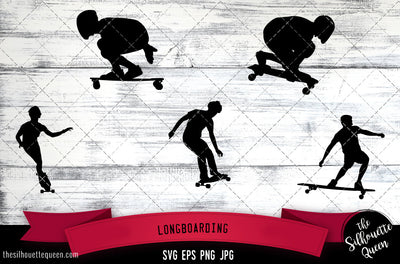 Longboarding Silhouette Vector SVG SVG Loveleen Kaur 