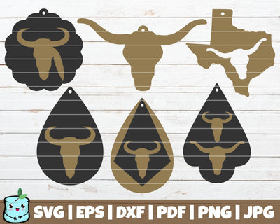 Longhorn Earrings SVG MintyMarshmallows 