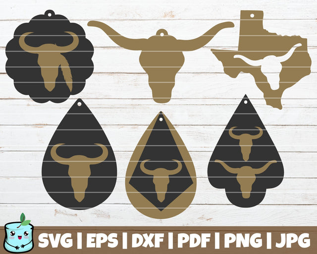 Longhorn Earrings SVG MintyMarshmallows 