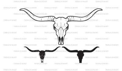 Longhorn head skull (bull or cow icon) SVG TribaliumArtSF 